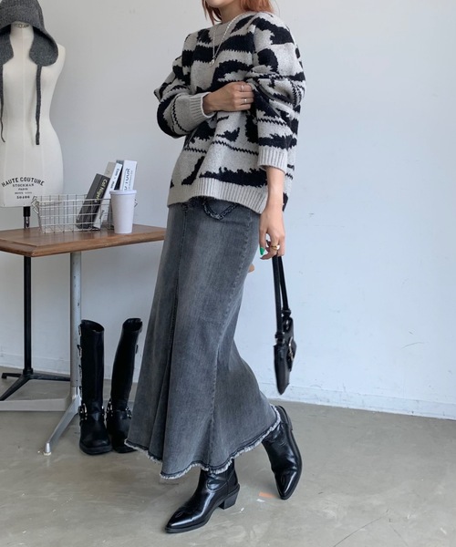 「SHAGGIE」 長袖ニット FREE ブラック レディース_画像7