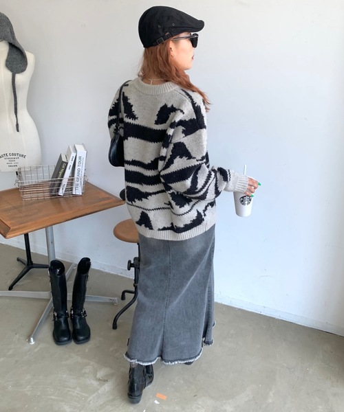 「SHAGGIE」 長袖ニット FREE ブラック レディース_画像8