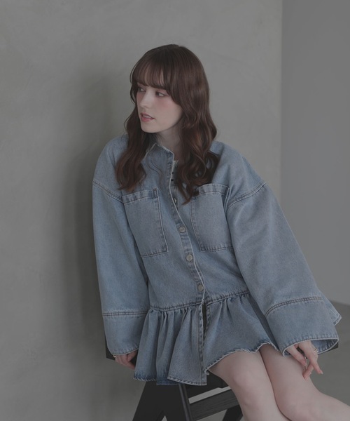 Myu（ミュー） ブラウス シャツ FRILL OVER DENIM SHIRT レディース 
