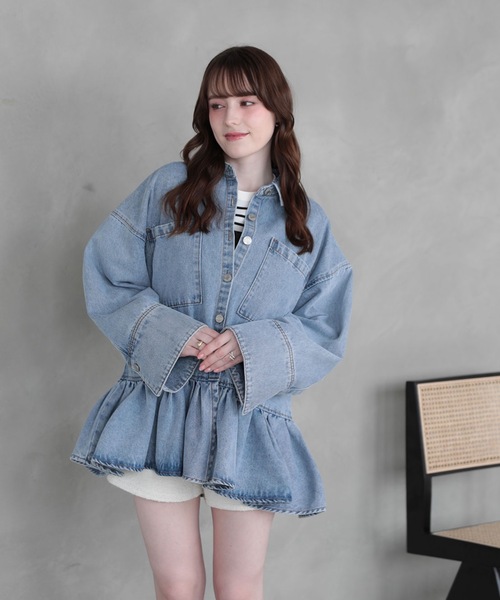 Myu（ミュー） ブラウス シャツ FRILL OVER DENIM SHIRT レディース 