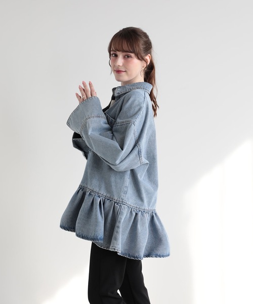 Myu（ミュー） ブラウス シャツ FRILL OVER DENIM SHIRT レディース 