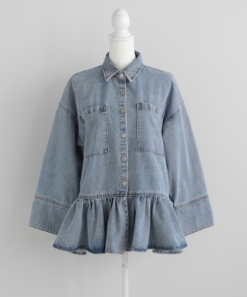 Myu（ミュー） ブラウス シャツ FRILL OVER DENIM SHIRT レディース 