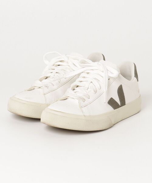 「VEJA」 ローカットスニーカー 36 ホワイト×カーキブラウン レディース