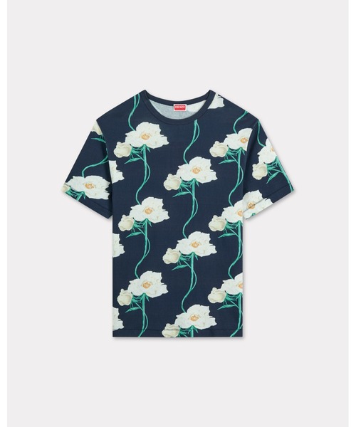 KENZO ケンゾー 花柄 チェック 比翼 シャツ 34 ホワイト ネイビー KENZO（ケンゾー） tシャツ 'KENZO Archive Rose' Tシャツ イン
