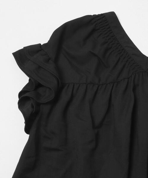 tシャツ シャーリングフリルスリーブプルオーバー レディースの画像