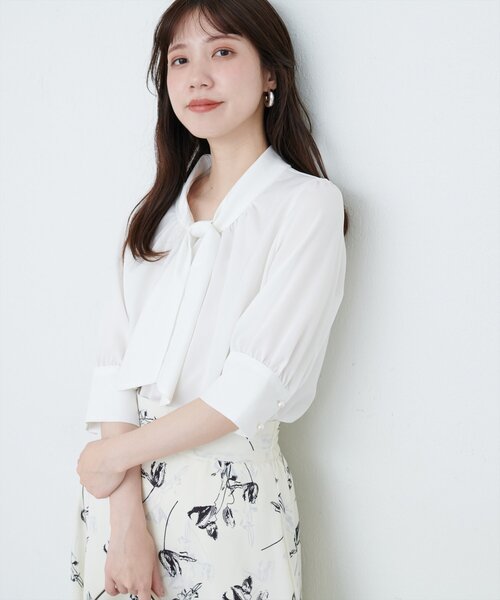 natural couture 「natural couture」 半袖ブラウス FREE オフホワイト
