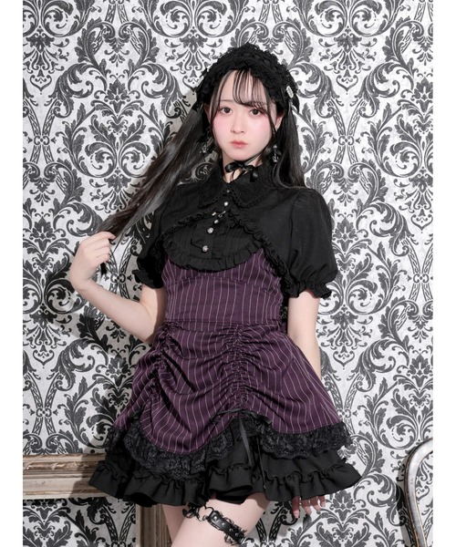 ボレロブラウス　ゴシック花柄　シースルーフリル　リボン NOEMIE（ノエミー） ワンピース 夏 半袖 ゴシックボレロドロスト
