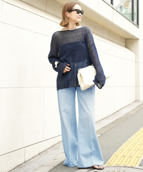 ワイドパンツ ジーンズ デニム デニムパンツ 「MOTHER/マザー」The Ditcher Roller Zip Skimp レディースの画像