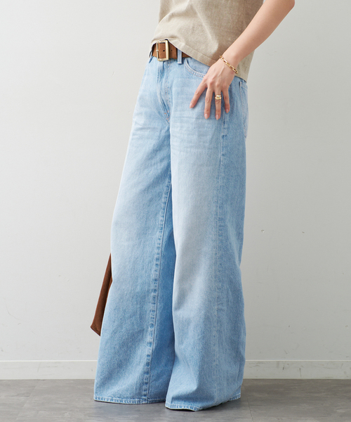 ワイドパンツ ジーンズ デニム デニムパンツ 「MOTHER/マザー」The Ditcher Roller Zip Skimp レディースの画像