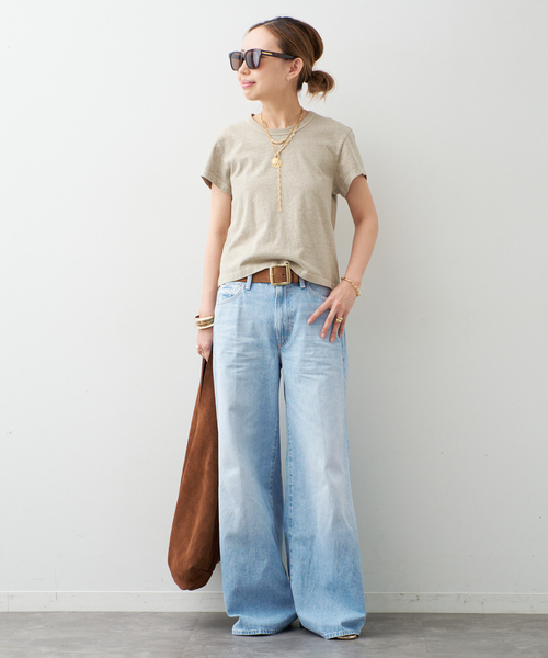 ワイドパンツ ジーンズ デニム デニムパンツ 「MOTHER/マザー」The Ditcher Roller Zip Skimp レディースの画像
