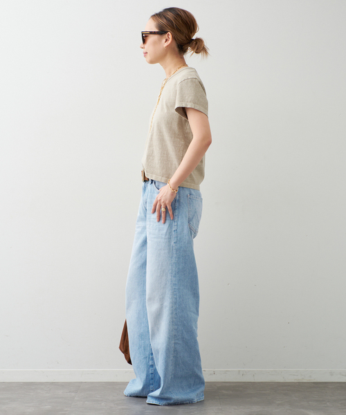 ワイドパンツ ジーンズ デニム デニムパンツ 「MOTHER/マザー」The Ditcher Roller Zip Skimp レディースの画像