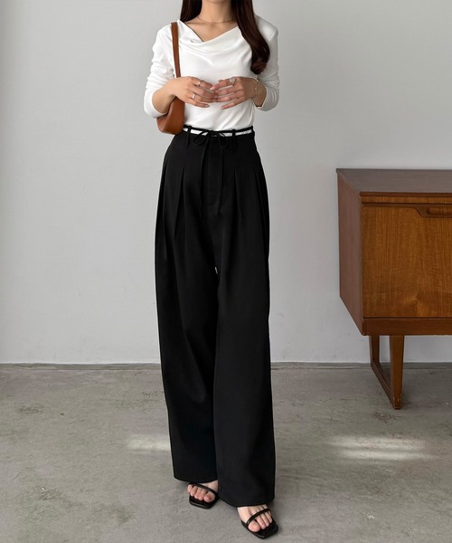 「callautia」 スラックス MEDIUM アイボリー レディース_画像6