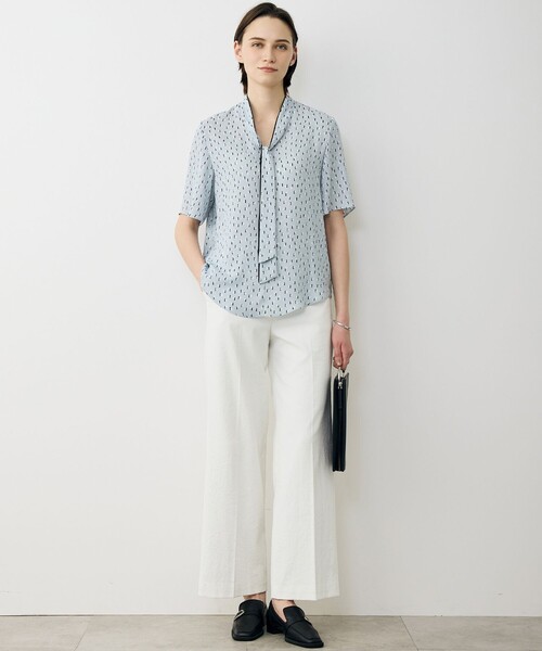 「ICB」 7分袖ブラウス X-LARGE ネイビー レディース_画像8