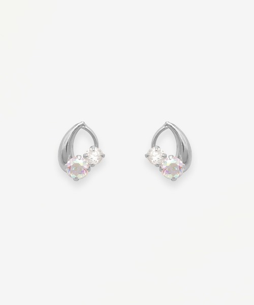 ピアス K10 ホワイトゴールド キュービックジルコニア しずく ピアス BLOOM/ブルーム レディース