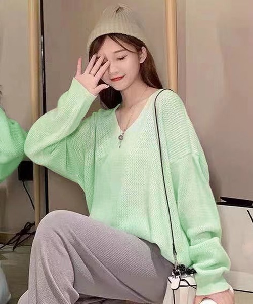 ニット レディース だぼっとゆるっとvネックプルオーバーニット Zozotown Yahoo 店 通販 Yahoo ショッピング