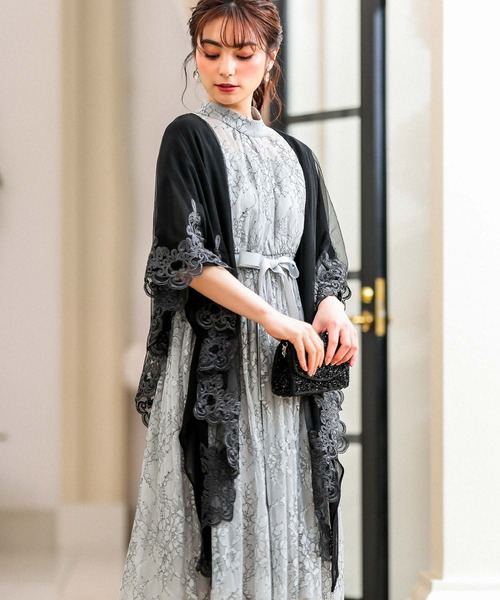 Fashion Letter マフラー ストール 刺繍レース×チュール結婚式ボレロ