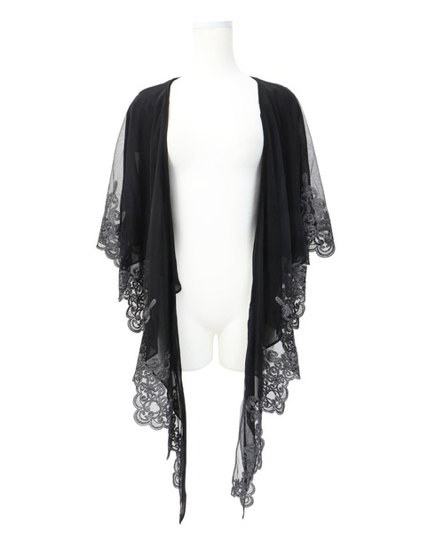 [MARGE]Lace embroidery collar黒チュールショール Fashion Letter（ファッションレター） マフラー ストール 刺繍レース