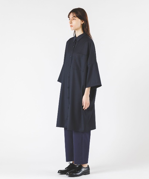 【新品タグ付き♡近年モデル】ミズイロインド　ハーフスリーブワイドシャツワンピース 新品タグ付き♡近年モデル】ミズイロインド ハーフスリーブ