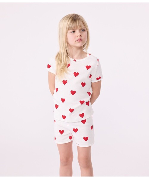 PETIT BATEAU（プチバトー） パジャマ ハートプリント半袖パジャマ