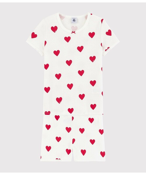 PETIT BATEAU（プチバトー） パジャマ ハートプリント半袖パジャマ