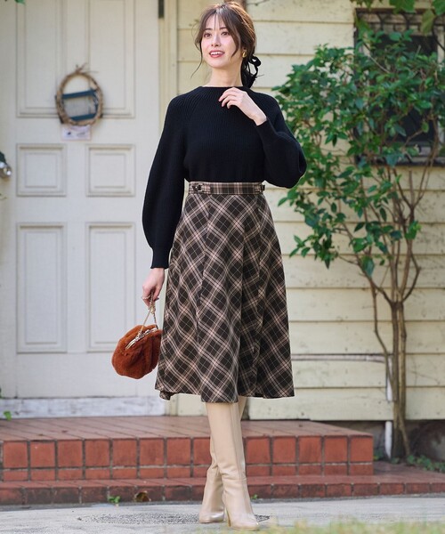 ANY SIS（エニィスィス） スカート 「洗える」ベルトポイントフレア