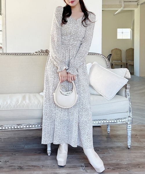 MIIA（ミーア） ワンピース パフスリーブ長袖マキシワンピース