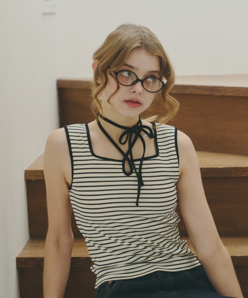 タンクトップ ノースリーブ cup in bi color camisole/配色タンク