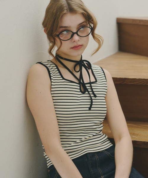 タンクトップ ノースリーブ cup in bi color camisole/配色タンク