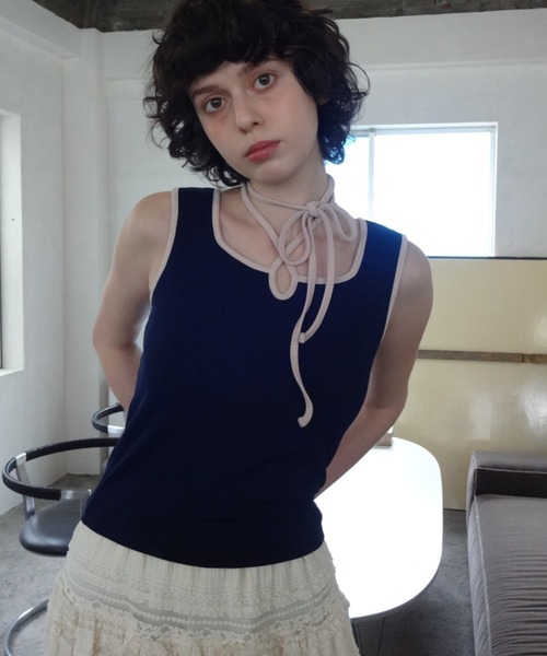 タンクトップ ノースリーブ cup in bi color camisole/配色