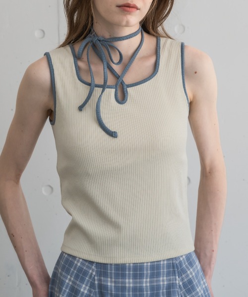 タンクトップ ノースリーブ cup in bi color camisole/配色