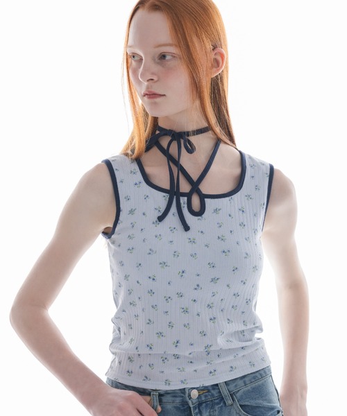 タンクトップ ノースリーブ cup in bi color camisole/配色タンク