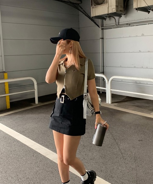 non-hedge tシャツ シルバーモチーフダブルジップポロ襟