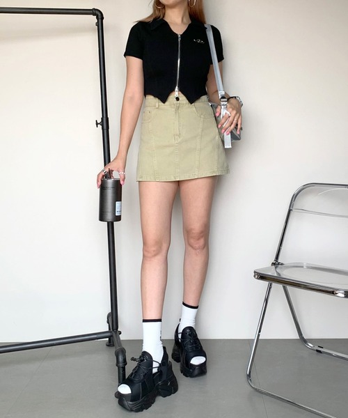non-hedge tシャツ シルバーモチーフダブルジップポロ襟