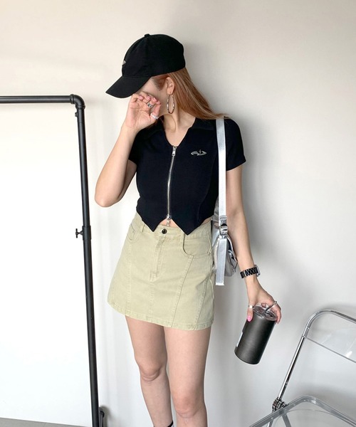 non-hedge（ノンヘッジ） tシャツ シルバーモチーフダブルジップポロ襟