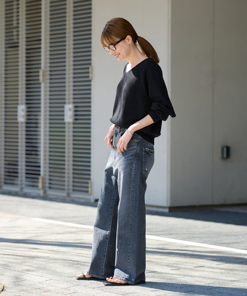 FRAMeWORK SILK-LINEN-Vネックプルオーバー レディース