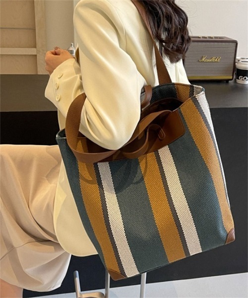 トートバッグ 綿麻ストライプ レディース : ZOZOTOWN Yahoo!店