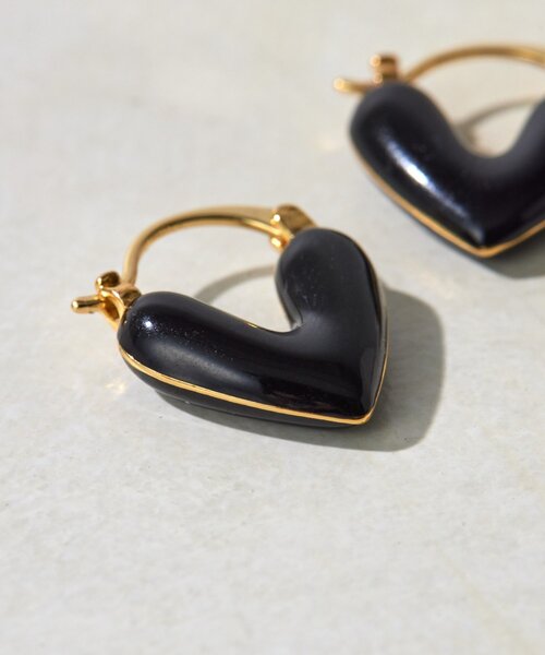 ピアス 「シルバーポスト」グロッシーハートピアス レディースの画像