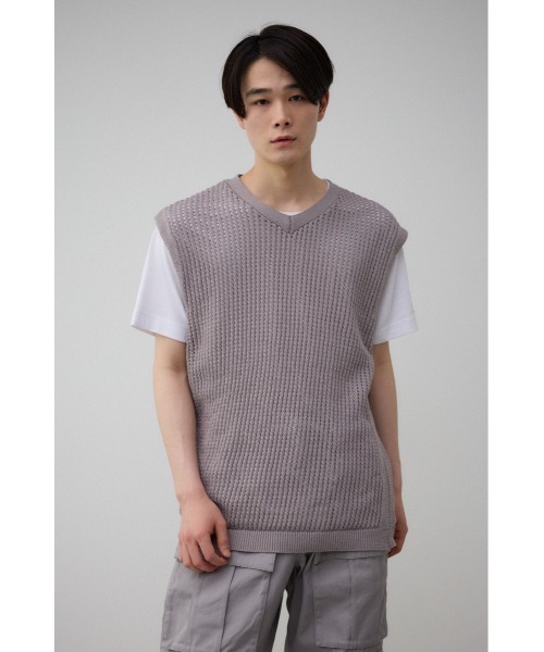 AZUL BY MOUSSY ベスト ジレ 透かし編みニットベスト メンズ