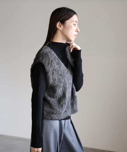 select MOCA（セレクトモカ） ベスト ジレ シャギーVネックベスト