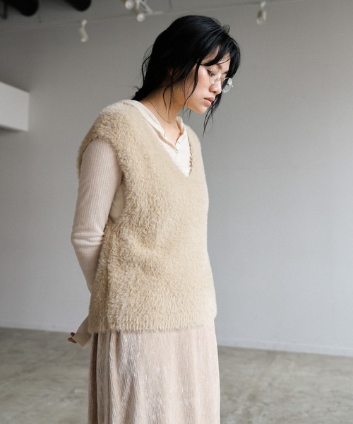 select MOCA（セレクトモカ） ベスト ジレ シャギーVネックベスト