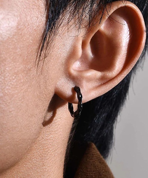 ALMO ピアス EK134/ツイストリングフープペアピアス/両耳用(NEZ
