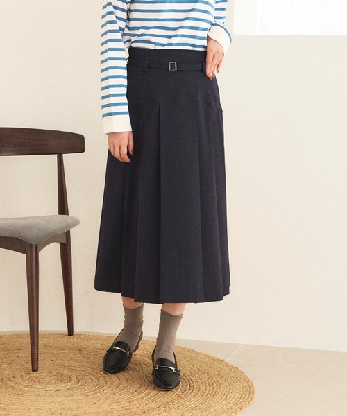 SALE★*MADE IN ITALY*ウエストベルト プリーツスカート Sirin スカート 「シワになりにくい」ハイウエストベルト