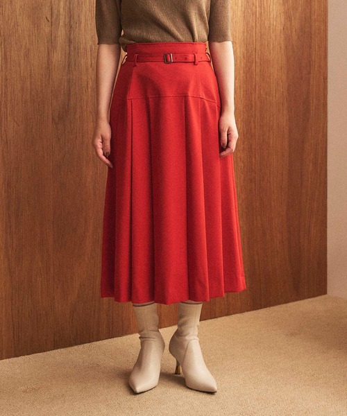 Sirin スカート 「シワになりにくい」ハイウエストベルトプリーツ