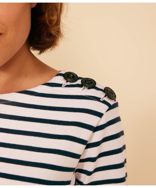 トレーナー スウェット 肩ボタンマリニエールプルオーバー レディース PETIT BATEAU トレーナー スウェット 肩ボタンマリニエールプル