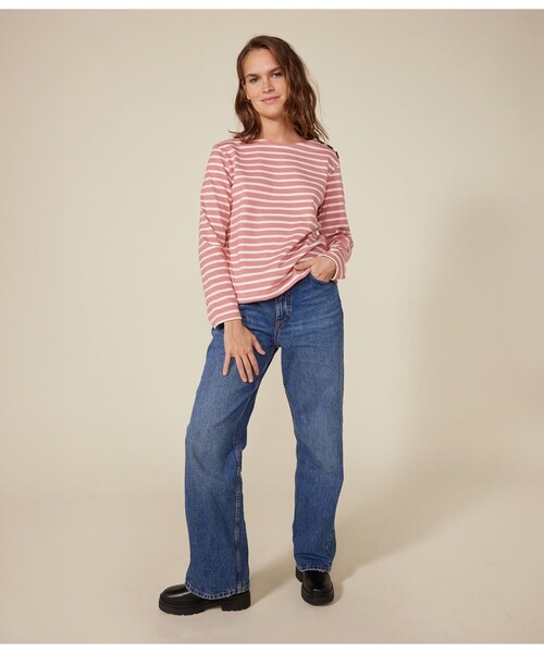 トレーナー スウェット 肩ボタンマリニエールプルオーバー レディース PETIT BATEAU トレーナー スウェット 肩ボタンマリニエールプル