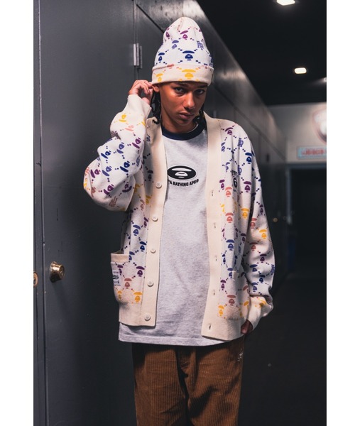 【 AAPE (エーエイプ)x JEANS 】Knit Cap ニット帽 白 AAPE BY A BATHING APE ニット帽 ニットキャップ KNIT CAP