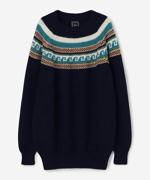 セーター ニット CHAMULA | クルーネック ニットプルオーバー NAVY MEN 