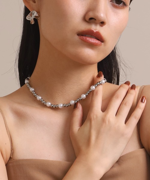 [送関込み]LES CLEIAS/ファンタジアスティールネックレス パール パール Les Cleias(レ クレアス) ネックレス・ペンダント