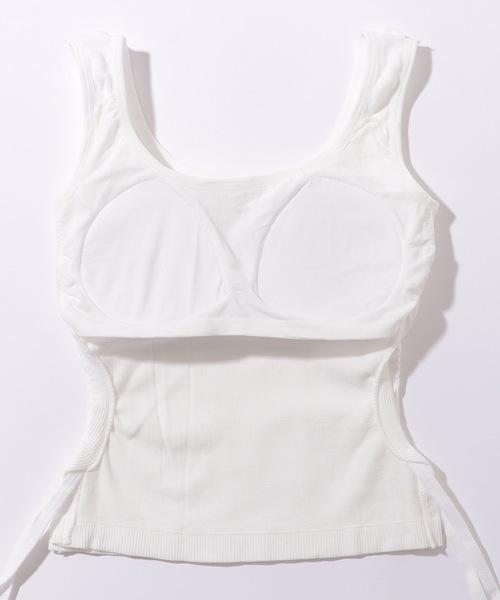 Lace Ladies タンクトップ ノースリーブ サイド ギャザー カット