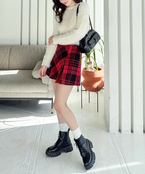 clear スカート ボックスプリーツチェック柄ミニスカート「女子